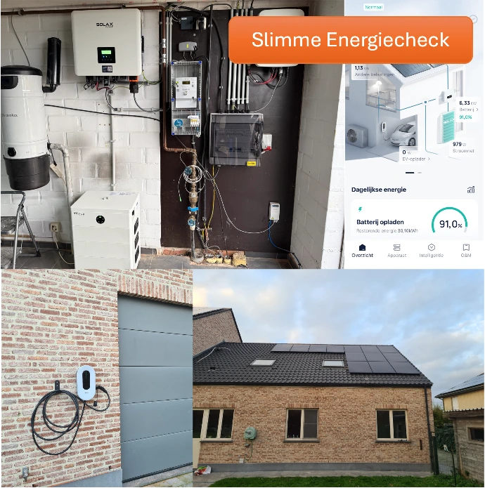 extra PV, EV-lader, hybride omvormer met batterij in Sint-Niklaas